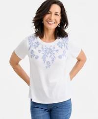 Style & Co Petite Short-Sleeve Scoop Neck Knit Top, Macy's Exclusive