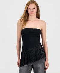 Bar Iii Women's Asymmetrical Fringe-Hem Top, Macy's Exclusive