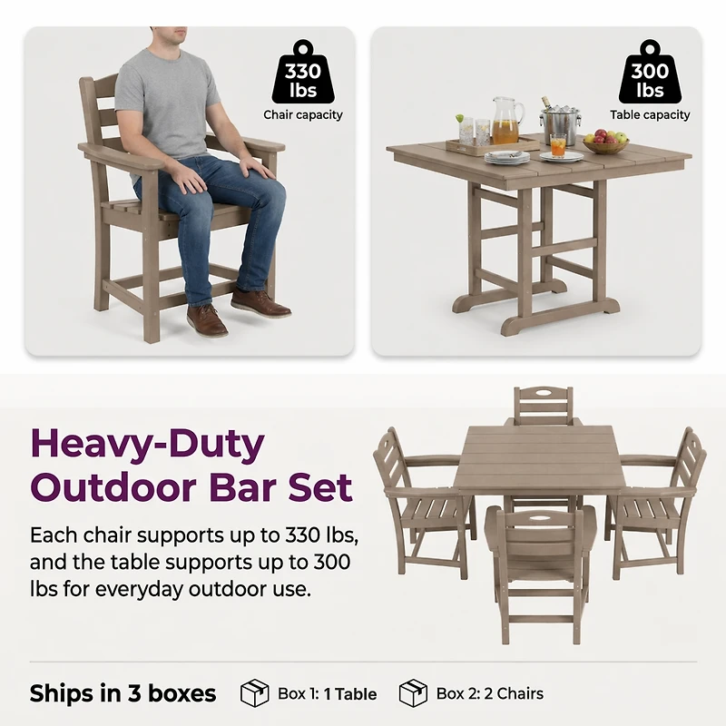 Streamdale Furniture Weathered Wood Hdpe 5-Piece Outdoor Patio Dining Set