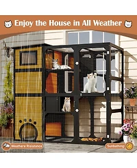 Streamdale Furniture 4-Tier Weatherproof Outdoor Catio with Platforms and Resting Rooms