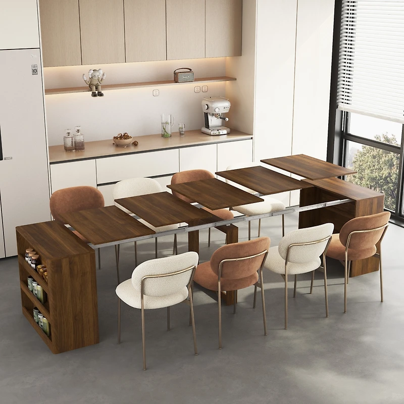Streamdale Furniture Extendable Foldable Dining Table for 1-10 People, Multifunctional Wood Console