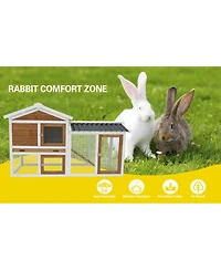 Streamdale Furniture Waterproof Wooden Bunny Hutch with Stairs and Cleaning Tray