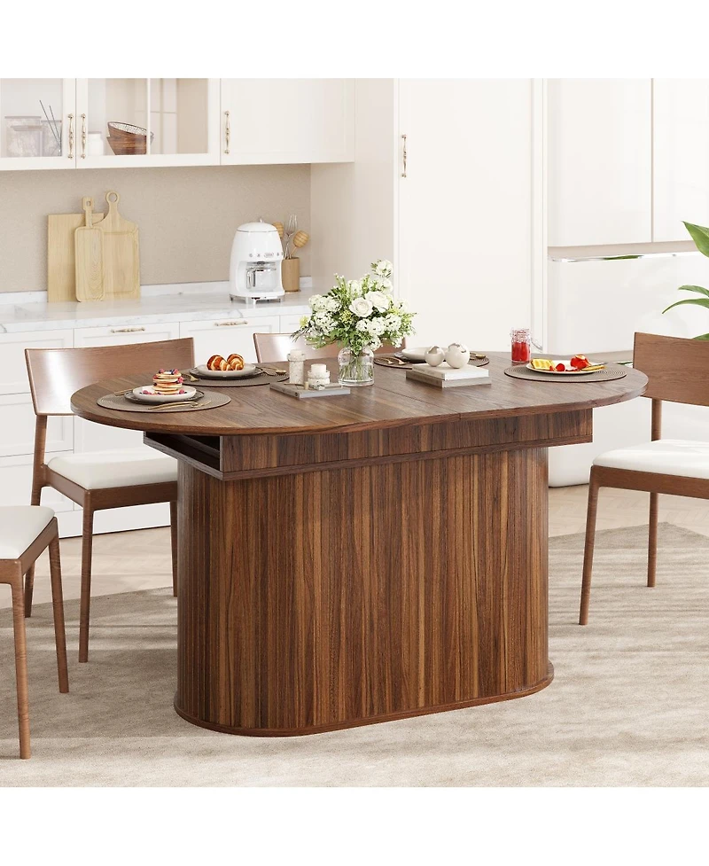 Streamdale Furniture 55.11"-70.86" Extendable Dining Table with Striped Legs