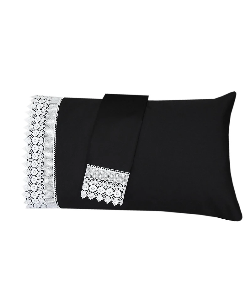 Embellished 4-Inch Lace Trim Pillowcases (Pair) Luxury 608 Thread Count - Usa