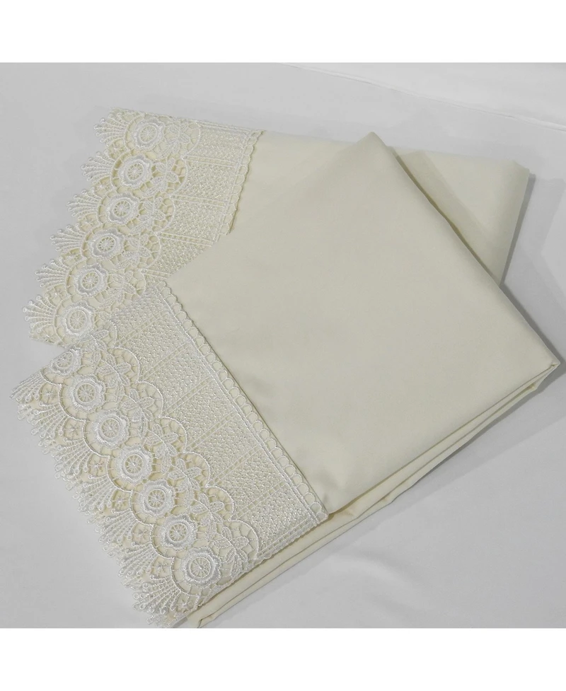 Embellished 4-Inch Lace Trim Pillowcases (Pair) Luxury 608 Thread Count - Usa