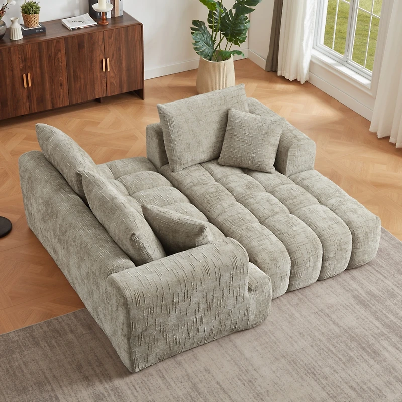 Streamdale Furniture Chenille L-Shape Luxury Sectional Oversized Sofa, Comfy Sleeper Couch