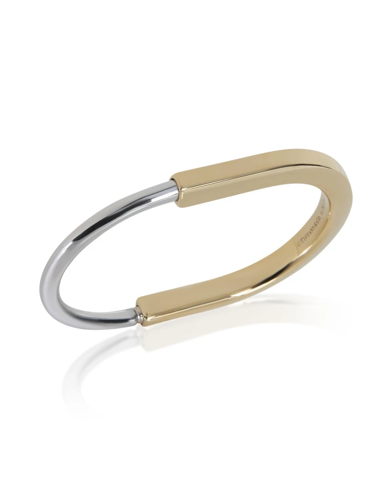 Pre-Owned Tiffany & Co White Gold and Yellow Gold Lock Bangle Bracelet
