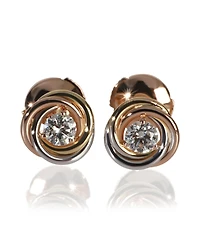 Pre-Owned Cartier 3-Tone Gold Diamond Trinity Stud Earrings