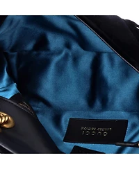 Pre-Owned Gucci Small Gg Marmont Flap Bag Embellished Matelasse Velvet