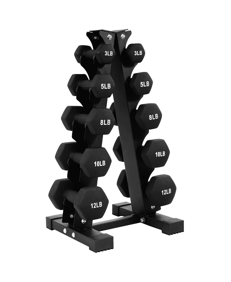 BalanceFrom Fitness 76 Pound Neoprene Coated Dumbbell Set with Stand