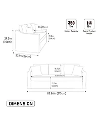 Streamdale Furniture Modern Casual Chenille Sofa, Deep Seat, Three-Seater, Removable Cover