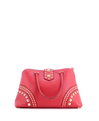 Pre-Owned Prada Medium Convertible Turnlock Dome Satchel Studded Saffiano Leather