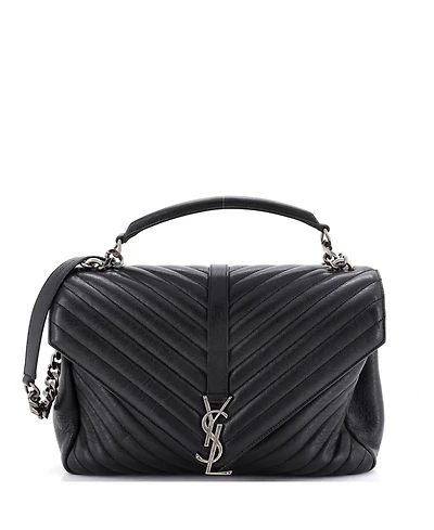 Pre-Owned Saint Laurent Large Classic Monogram College Bag Matelasse Chevron Leather