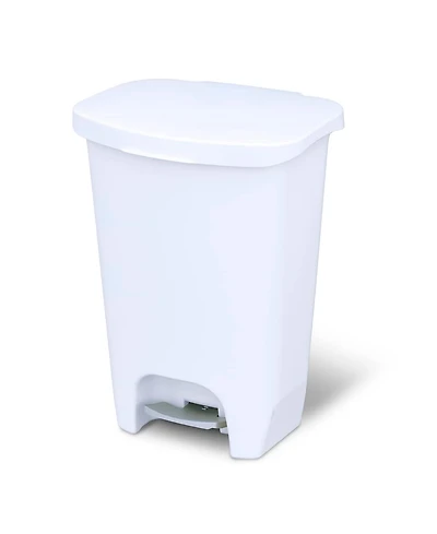 Glad Kitchen Trash Can with Lid, Foot Pedal and Garbage Bag Rings, 13 Gal, White