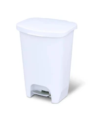 Glad Kitchen Trash Can with Lid, Foot Pedal and Garbage Bag Rings, 13 Gal, White