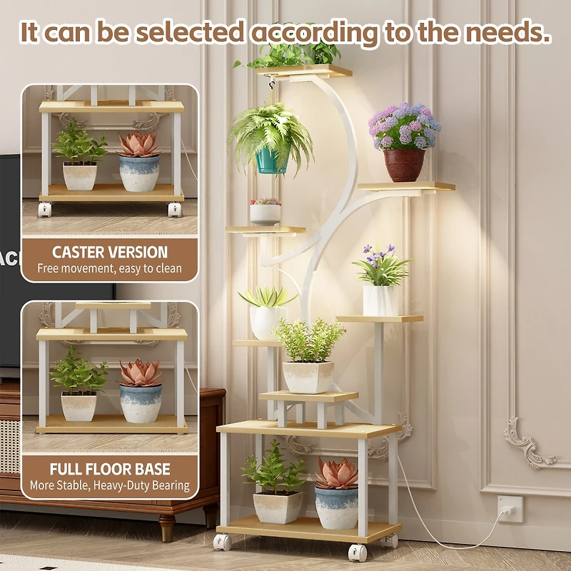 Streamdale Furniture 62 inch Tall S-Shape 8-Tier Indoor Plant Stand with Grow Lights
