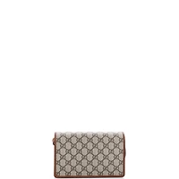 Pre-Owned Gucci Emblem Wallet on Strap Gg Coated Canvas