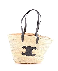 Pre-Owned Celine Large Triomphe Basket Shoulder Bag Raffia with Leather
