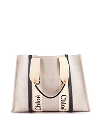 Pre-Owned Chloe Large Woody Tote Canvas with Leather