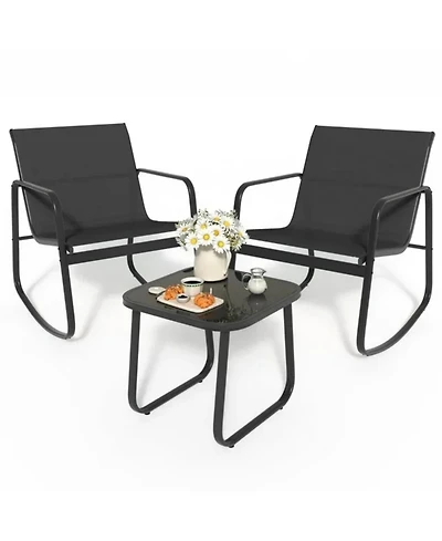 Yiortwo Piece Outdoor Patio Furniture Set Steel Textilene Chair with Table