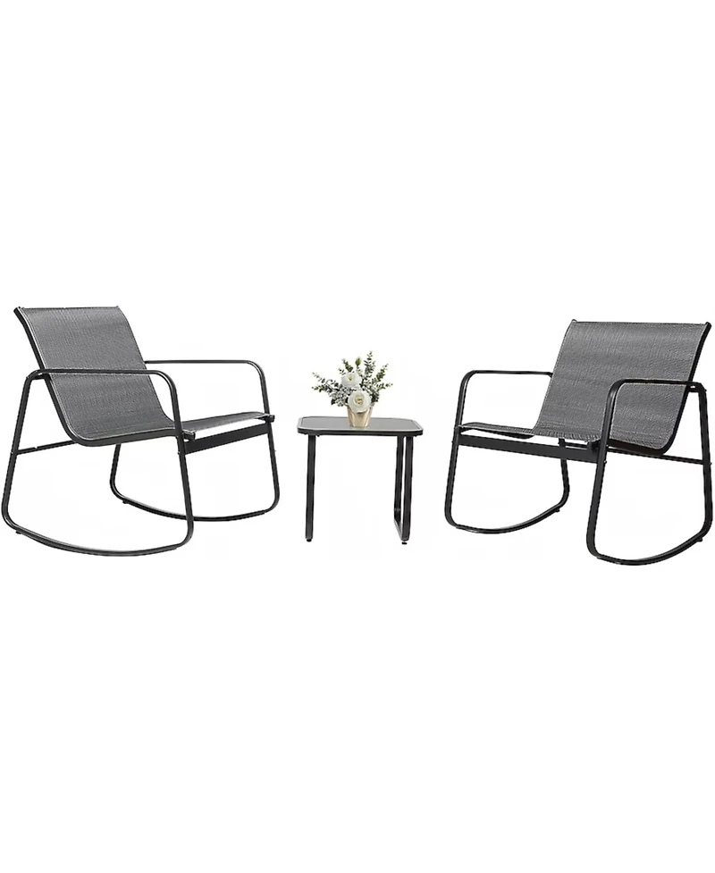 Yiortwo Piece Outdoor Patio Furniture Set Steel Textilene Chair Set with Table