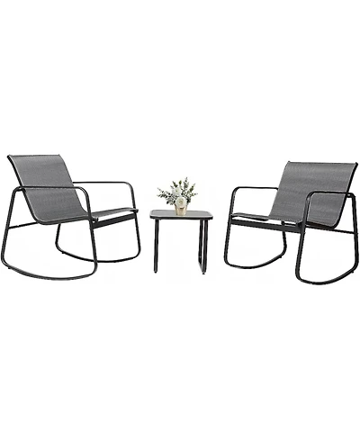 Yiortwo Piece Outdoor Patio Furniture Set Steel Textilene Chair Set with Table