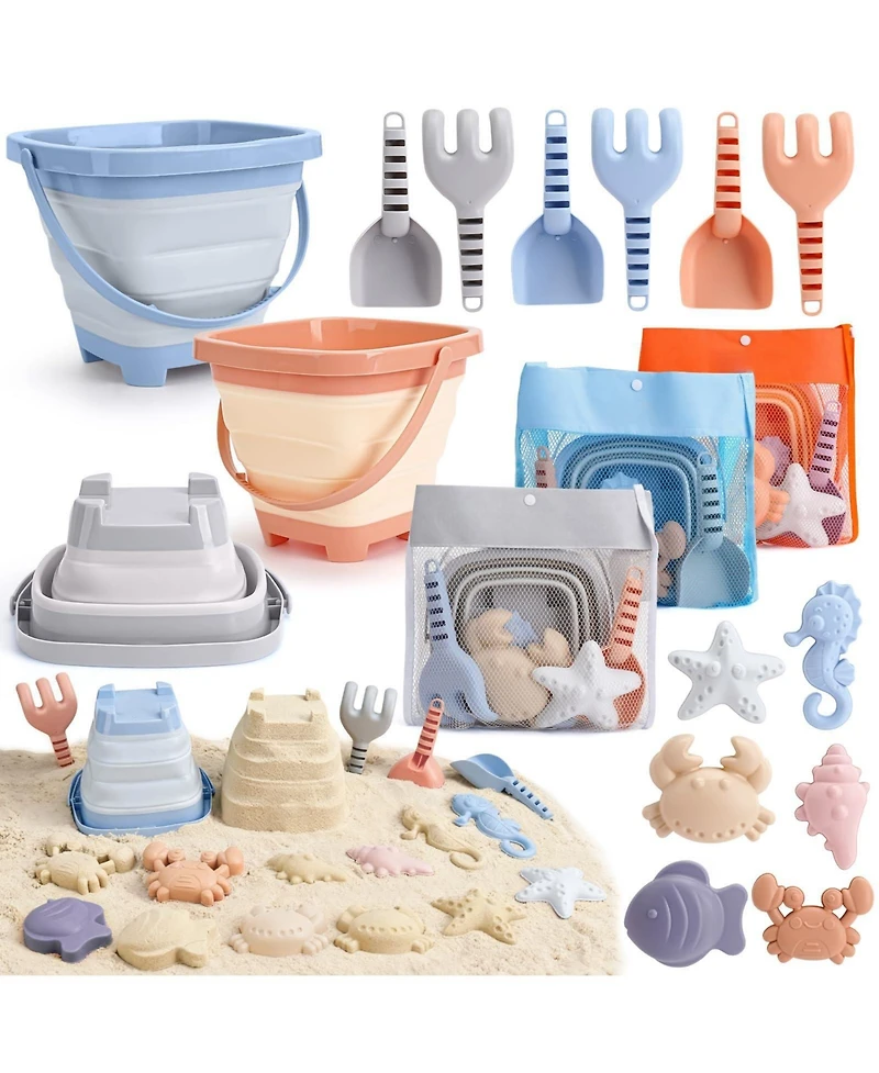 Gnuadz Beach Toys Sand Buckets Molds Mesh Bag Kids Sandbox