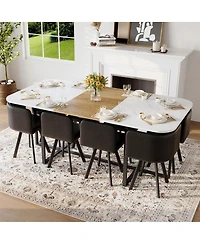 Streamdale Furniture 8-Seat Faux Marble Dining Set with 8 Chairs