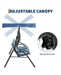 homfan 3-Seat Outdoor Swing with Adjustable Canopy, Waterproof Cushions, Heavy-Duty Steel Frame, Patio Glider for Backyard, Porch, Lawn, Garden