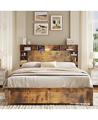Streamdale Furniture Storage Bed with Charging and Led Lights
