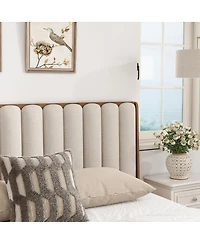 Streamdale Furniture Wood Bed with Piano Key Headboard and Strong Frame