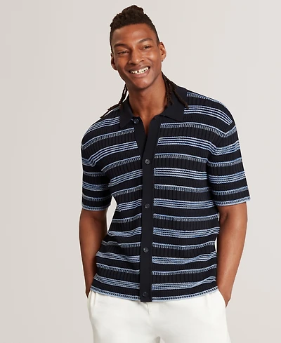 Ted Baker Men's Textured Pattern Short-Sleeve Shirt