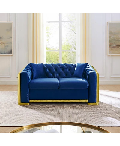 Streamdale Furniture Tufted Loveseat Sofa, 62" Mid-Century Modern
