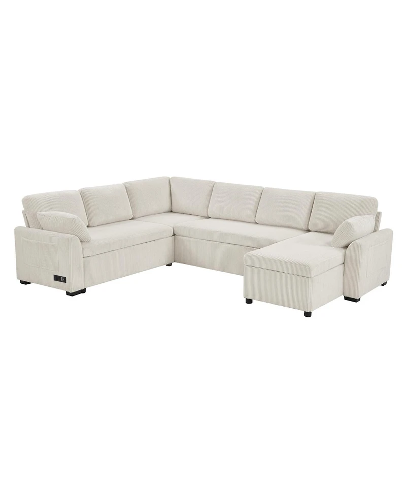 Streamdale Furniture U-Shaped Sectional Sofa Bed with Storage