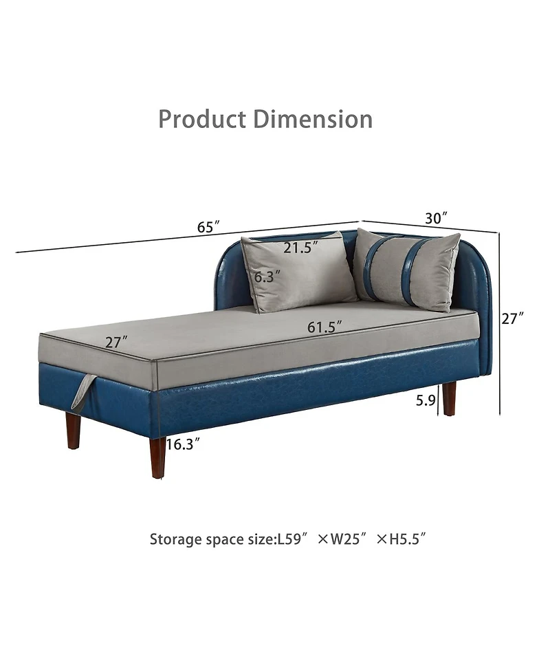 Streamdale Furniture 65" Storage Chaise Lounge Sofa