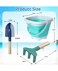 Gnuadz Collapsible Metal Beach Bucket Shovel Rake Set