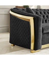 Streamdale Furniture Elegant Velvet 2-Seater Sofa with Gold Trim and Pillows