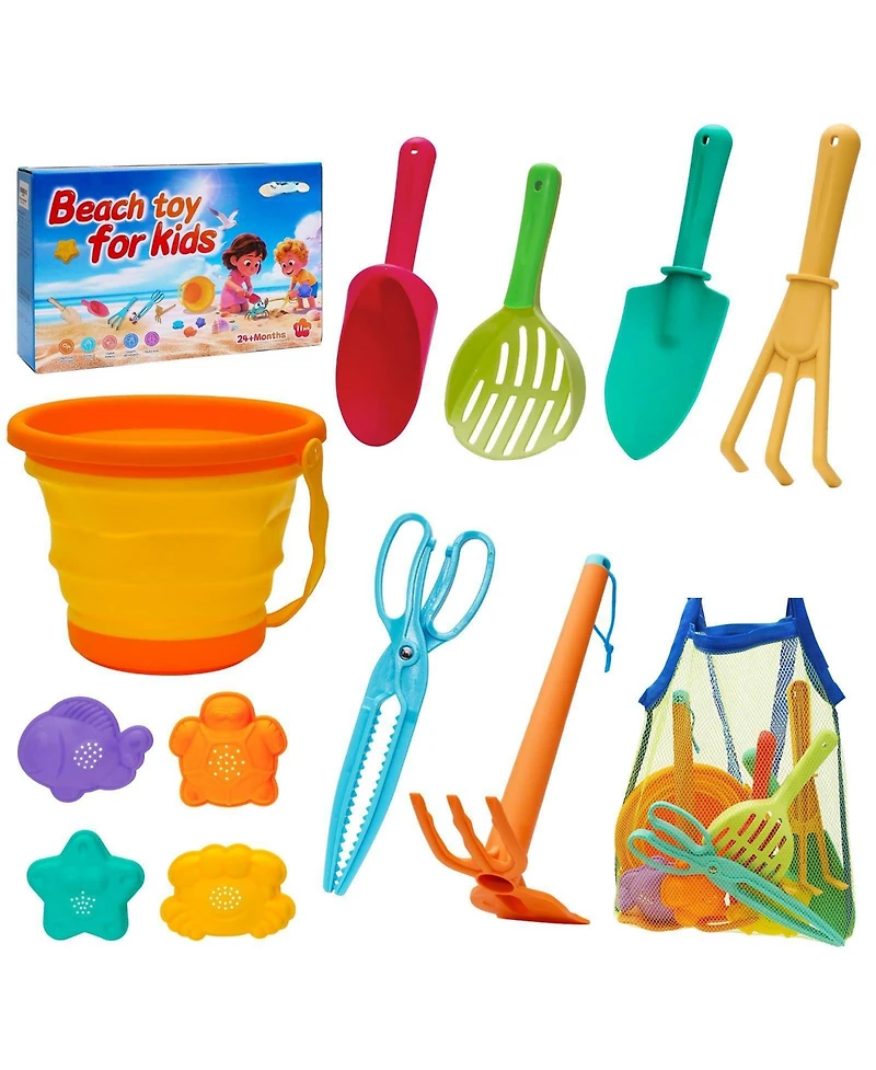 Gnuadz Beach Sand Toys Set Mesh Bag Bucket Shovel Rake Mold Kit