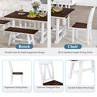 Streamdale Furniture Farmhouse 6-Piece Dining Set with Bench and 4 Chairs