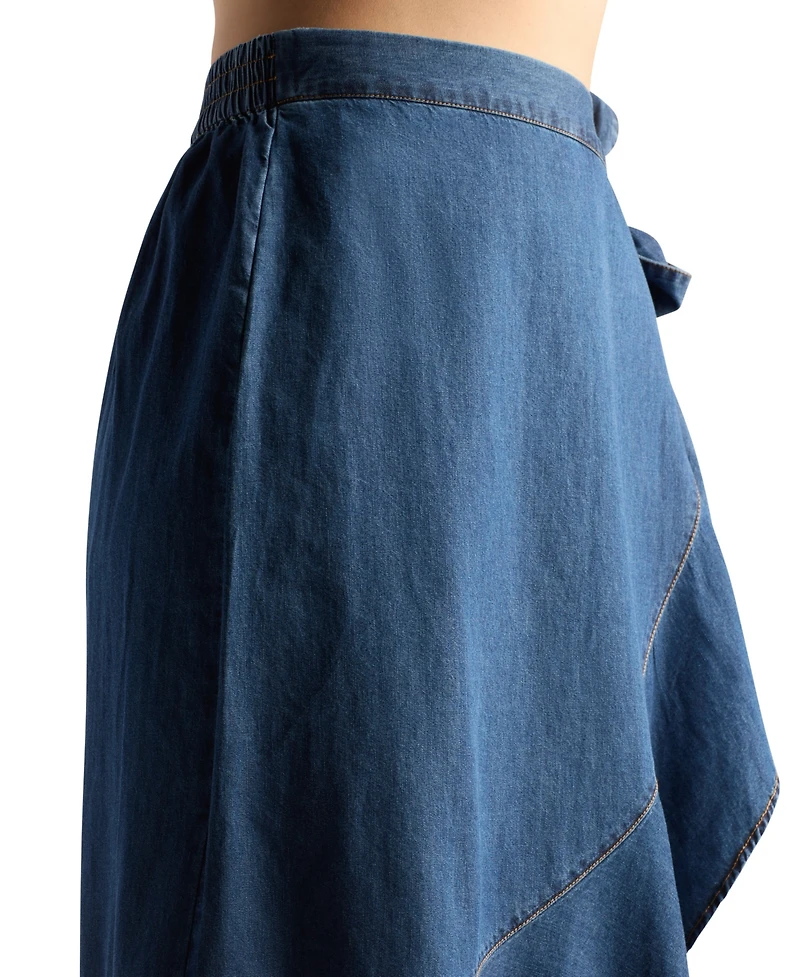 Bcx Women's Denim Tulip Ruffle Midi Skirt