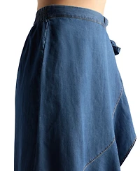 Bcx Women's Denim Tulip Ruffle Midi Skirt