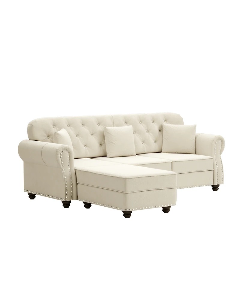 Streamdale Furniture Velvet Chesterfield Sofa with Nailhead Trim