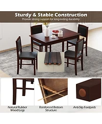 Slickblue 5 Piece Dining Set for 4 with Rubber Wood Legs Compact Design