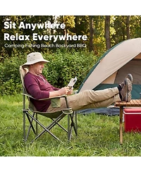 Yiortwo Oversized Camping Chair with Cooler Bag, Padded Folding Outdoor