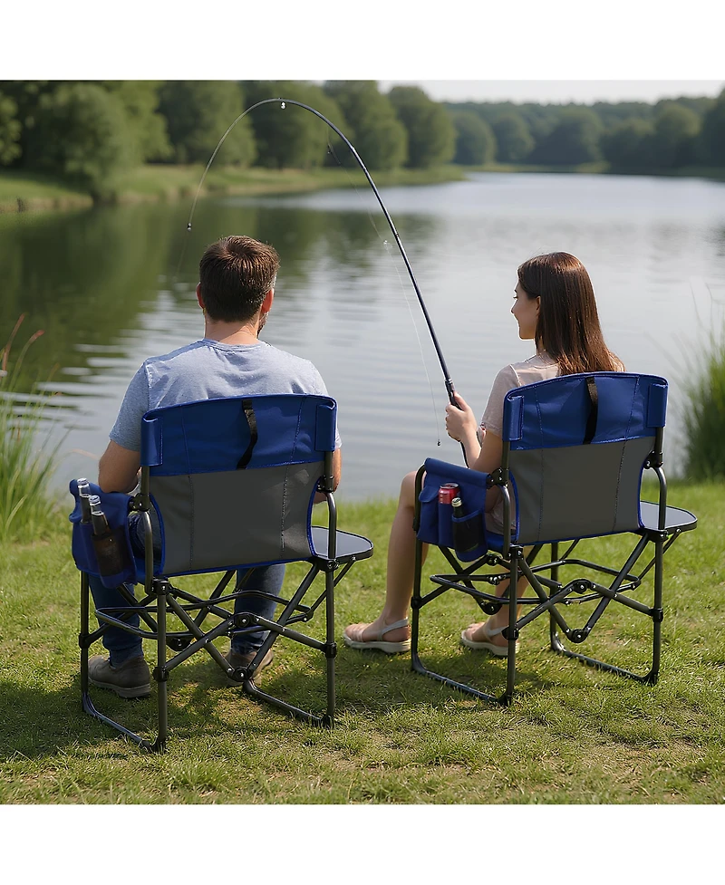 gaomon 2 Piece Portable Outdoor Camping Chair, Aluminum Folding Director Chair with Side Pocket