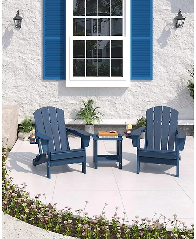 gaomon Set of 2 Hdpe Outdoor Patio Folding Adirondack Chair with Side Table for Decks, Gardens