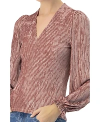 Ivonne Women's Pleated Velvet V-Neck Blouse