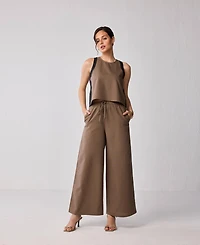 Reistor Women's Matching Set with Wide-leg Pants and Colorblock Top