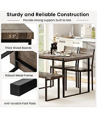 Slickblue Compact 4 Piece Dining Table Set with Bench and Chairs