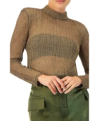 Ivonne Women's Long Sleeve Cropped Blouse with High Neck